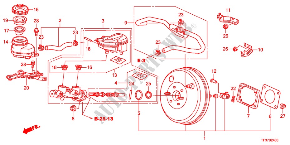 BRAKE MASTER CYLINDER/MAS TER POWER(RH)(2) for Honda JAZZ 1.2SE 5 Doors 5 speed manual 2011