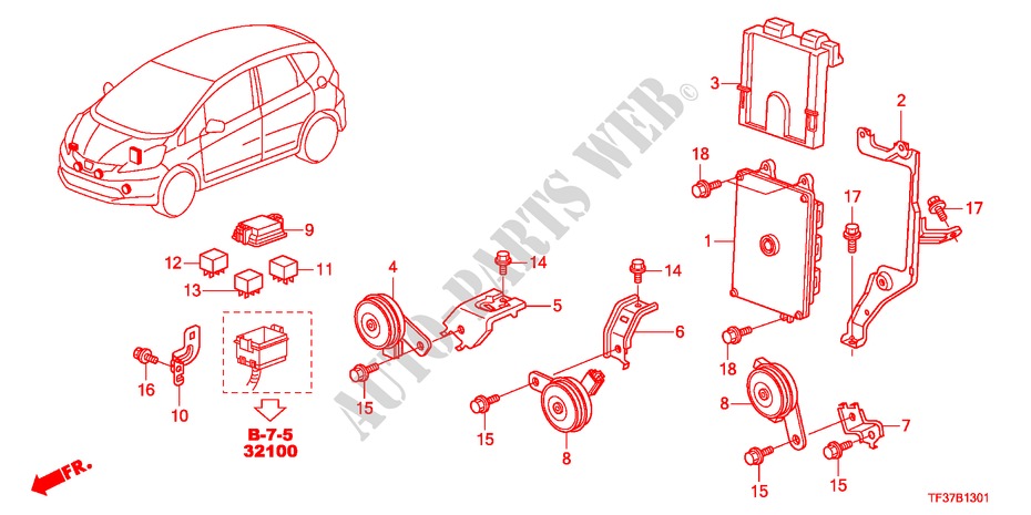 CONTROL UNIT(ENGINE ROOM) (RH) for Honda JAZZ 1.4EX 5 Doors Intelligent Manual Transmission 2011