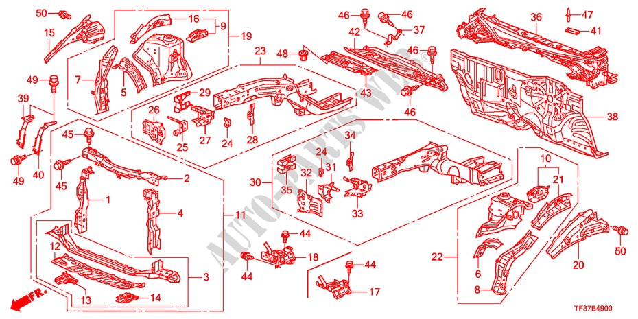 FRONT BULKHEAD/DASHBOARD for Honda JAZZ 1.4EX 5 Doors Intelligent Manual Transmission 2011