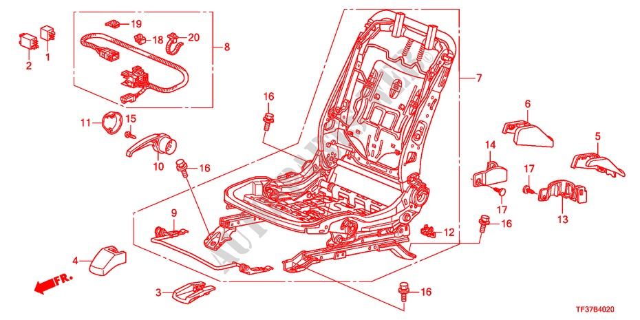 FRONT SEAT COMPONENTS(R.) for Honda JAZZ 1.4EX 5 Doors Intelligent Manual Transmission 2011