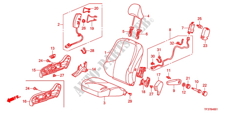FRONT SEAT(R.) for Honda JAZZ 1.2LSE 5 Doors 5 speed manual 2011