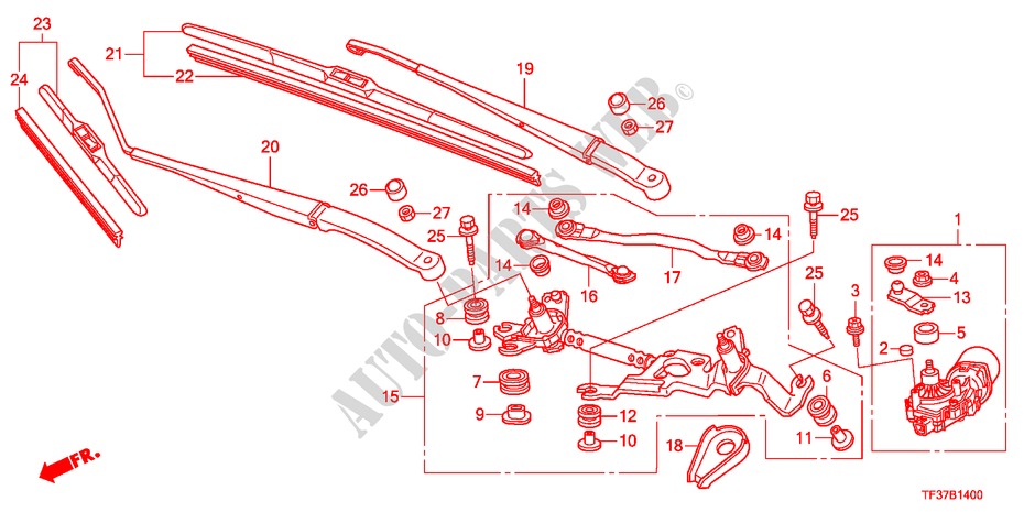 FRONT WINDSHIELD WIPER(LH ) for Honda JAZZ 1.4EXHT 5 Doors Intelligent Manual Transmission 2011