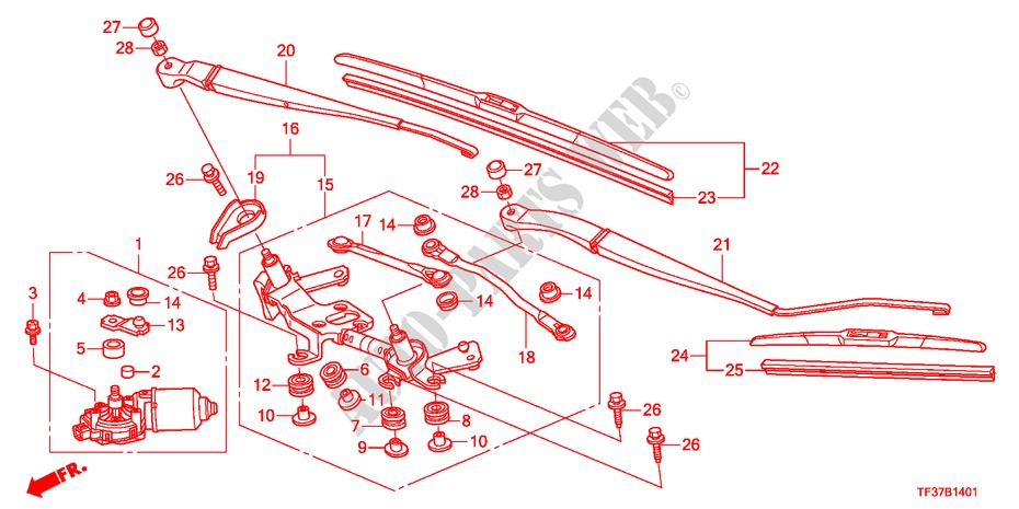 FRONT WINDSHIELD WIPER(RH ) for Honda JAZZ 1.2SE 5 Doors 5 speed manual 2011