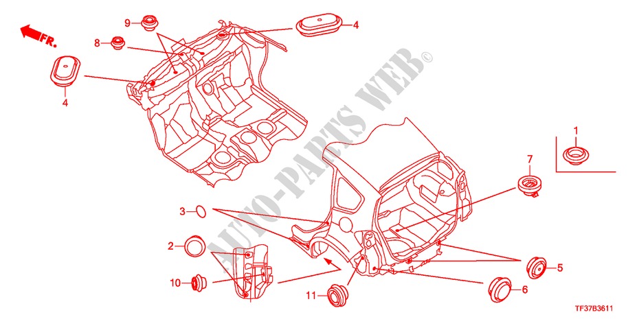 GROMMET(REAR) for Honda JAZZ 1.2SE 5 Doors 5 speed manual 2011