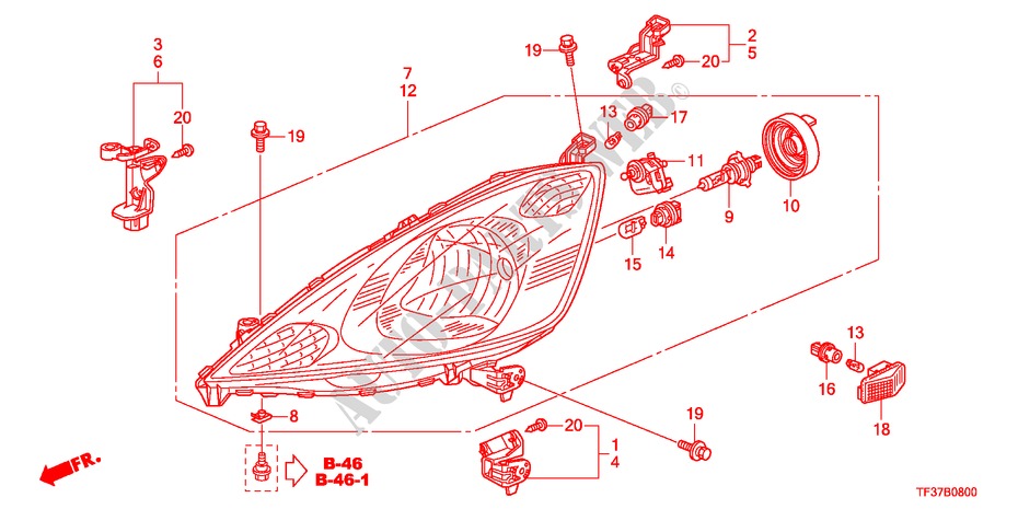 HEADLIGHT for Honda JAZZ 1.4EX 5 Doors Intelligent Manual Transmission 2011