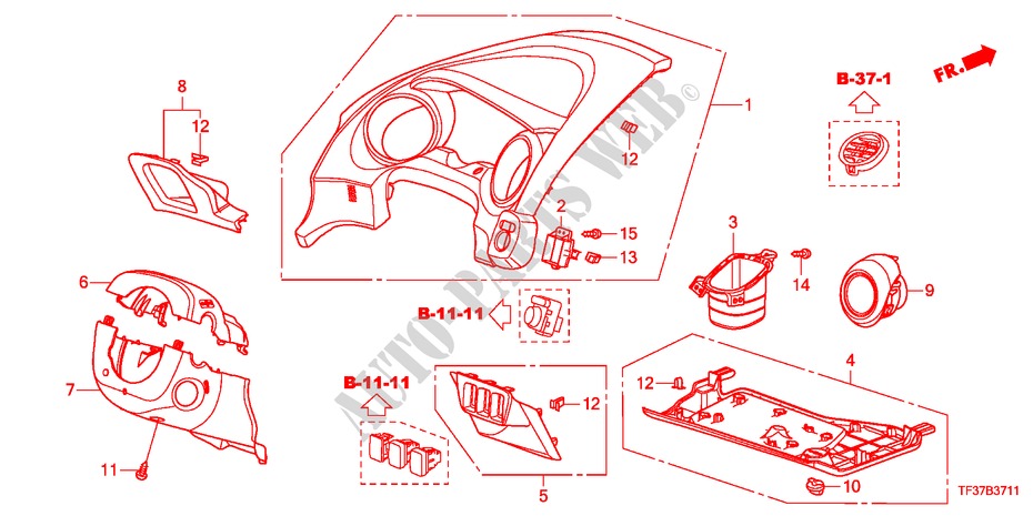 INSTRUMENT PANEL GARNISH( DRIVER SIDE)(RH) for Honda JAZZ 1.2SE 5 Doors 5 speed manual 2011