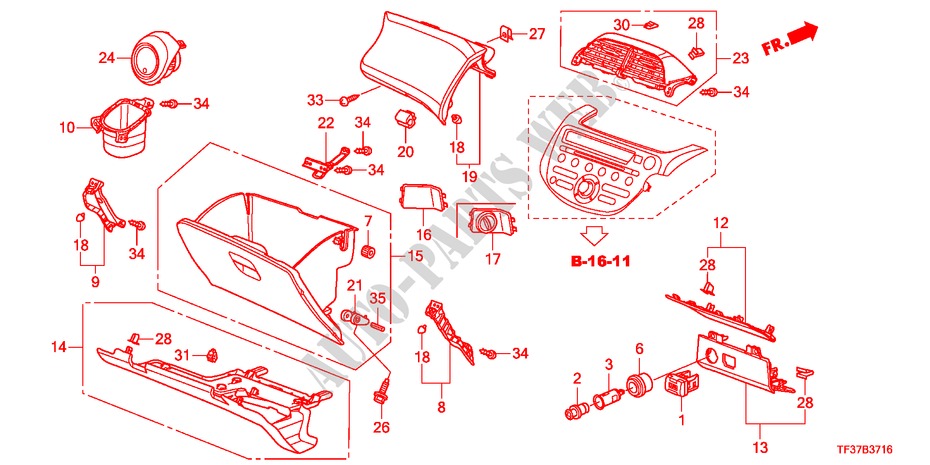 INSTRUMENT PANEL GARNISH( PASSENGER SIDE)(RH) for Honda JAZZ 1.4ES 5 Doors 5 speed manual 2011