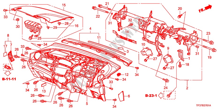 INSTRUMENT PANEL(RH) for Honda JAZZ 1.4EX 5 Doors Intelligent Manual Transmission 2011