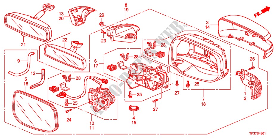 MIRROR(AUTO TURN) for Honda JAZZ 1.4ES 5 Doors 5 speed manual 2011