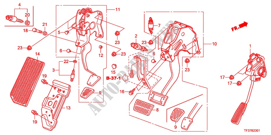 PEDAL(RH) for Honda JAZZ 1.2SE 5 Doors 5 speed manual 2011
