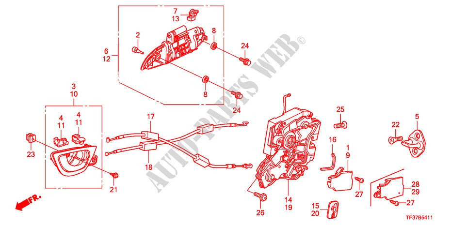 REAR DOOR LOCK/OUTER HAND LE(2) for Honda JAZZ 1.2SE 5 Doors 5 speed manual 2011