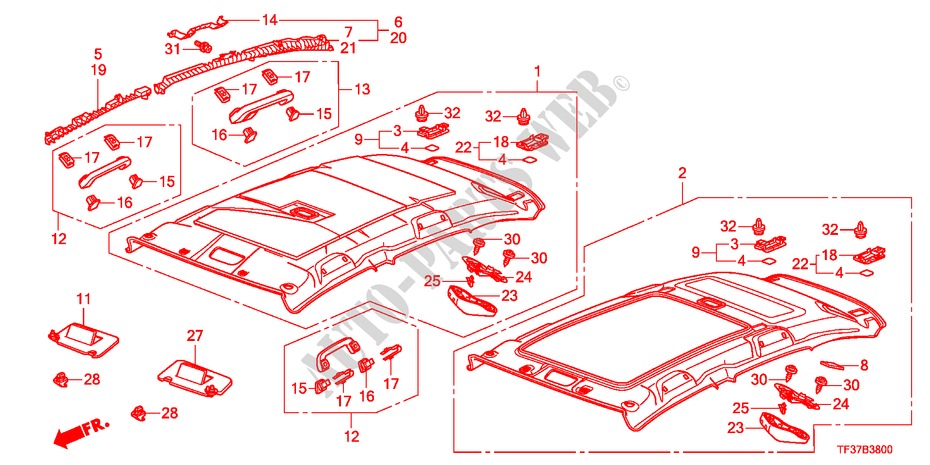 ROOF LINING for Honda JAZZ 1.4ES 5 Doors 5 speed manual 2011