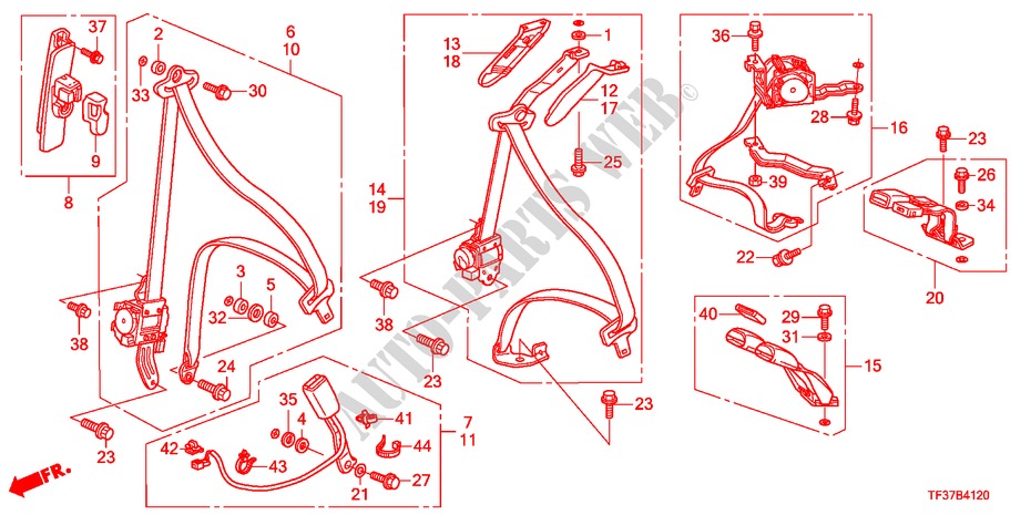 SEATBELTS for Honda JAZZ 1.2SE 5 Doors 5 speed manual 2011