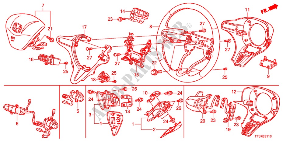 STEERING WHEEL(SRS) for Honda JAZZ 1.2SE 5 Doors 5 speed manual 2011