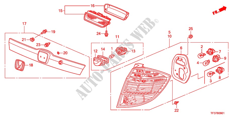 TAILLIGHT/LICENSE LIGHT(2 ) for Honda JAZZ 1.4ES 5 Doors 5 speed manual 2011