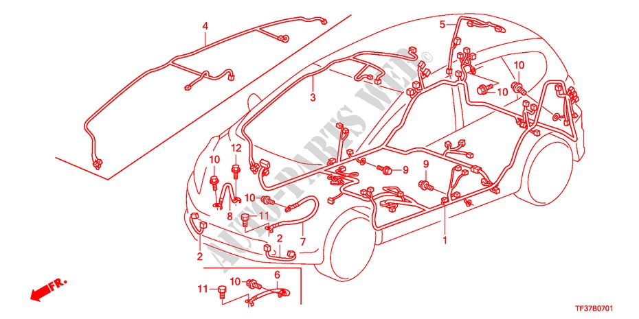 WIRE HARNESS(RH)(1) for Honda JAZZ 1.4EX 5 Doors 5 speed manual 2011