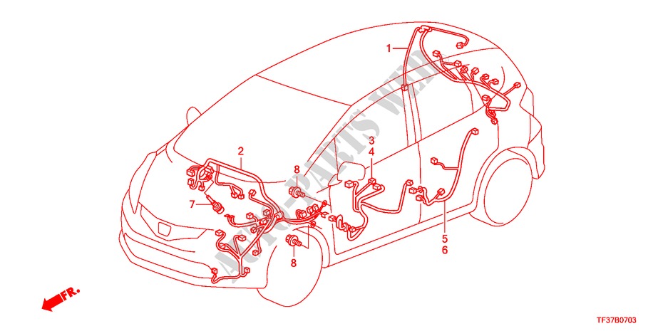 WIRE HARNESS(RH)(2) for Honda JAZZ 1.4EX 5 Doors 5 speed manual 2011