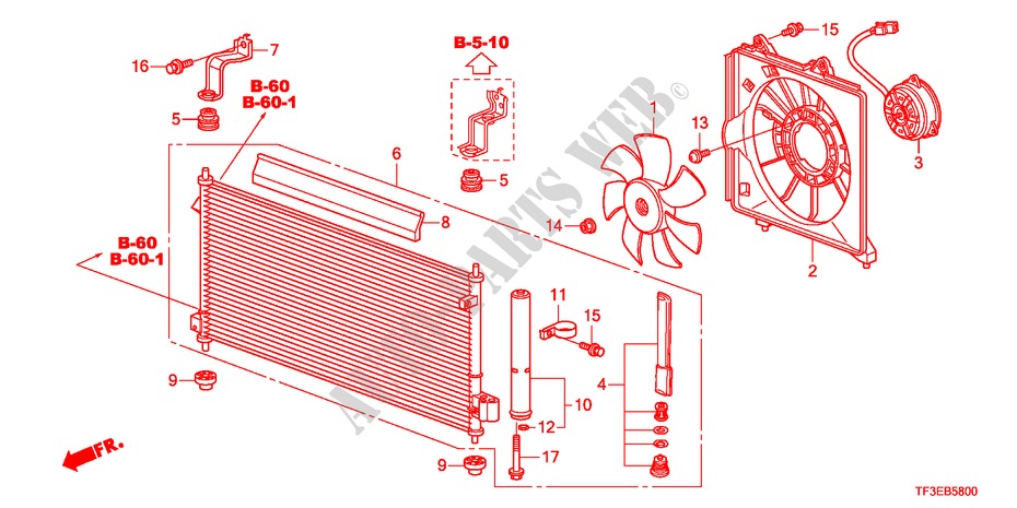 AIR CONDITIONER(CONDENSER ) for Honda JAZZ 1.4ES 5 Doors 5 speed manual 2012