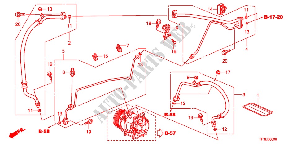 AIR CONDITIONER(HOSES/PIP ES)(LH) for Honda JAZZ 1.4ESL 5 Doors 5 speed manual 2012