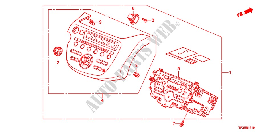 AUDIO UNIT(LH) for Honda JAZZ 1.2LS    TEMP TIRE 5 Doors 5 speed manual 2012