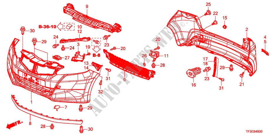 BUMPERS for Honda JAZZ 1.4ES 5 Doors 5 speed manual 2012