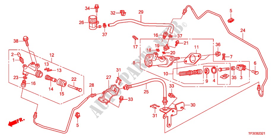 CLUTCH MASTER CYLINDER(RH ) for Honda JAZZ 1.4ES 5 Doors 5 speed manual 2012