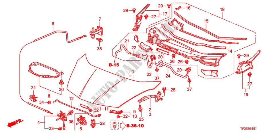 ENGINE HOOD(RH) for Honda JAZZ 1.4ES 5 Doors 5 speed manual 2012