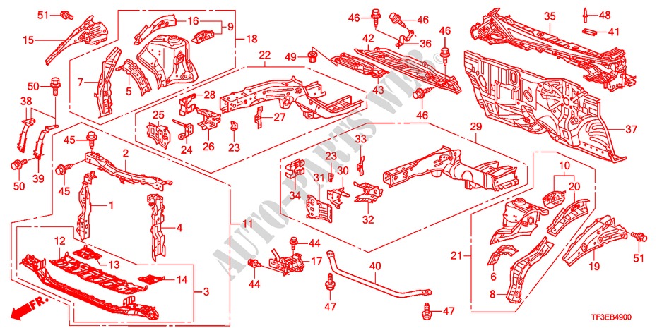 FRONT BULKHEAD/DASHBOARD for Honda JAZZ 1.4ES 5 Doors 5 speed manual 2012