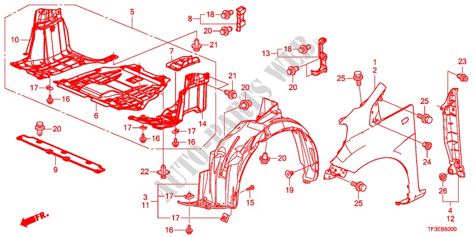 FRONT FENDER for Honda JAZZ 1.4ES 5 Doors 5 speed manual 2012