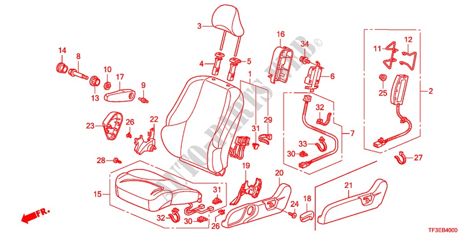 FRONT SEAT(L.) for Honda JAZZ 1.4ES 5 Doors 5 speed manual 2012