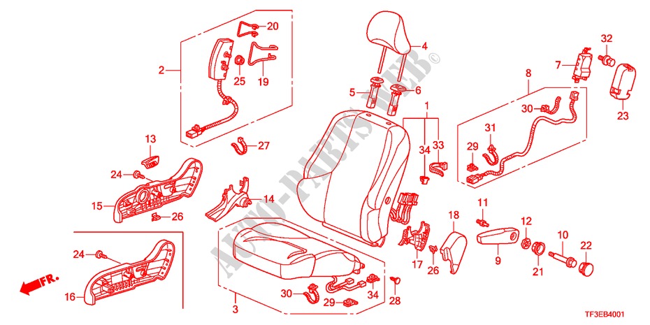 FRONT SEAT(R.) for Honda JAZZ 1.4ES 5 Doors 5 speed manual 2012
