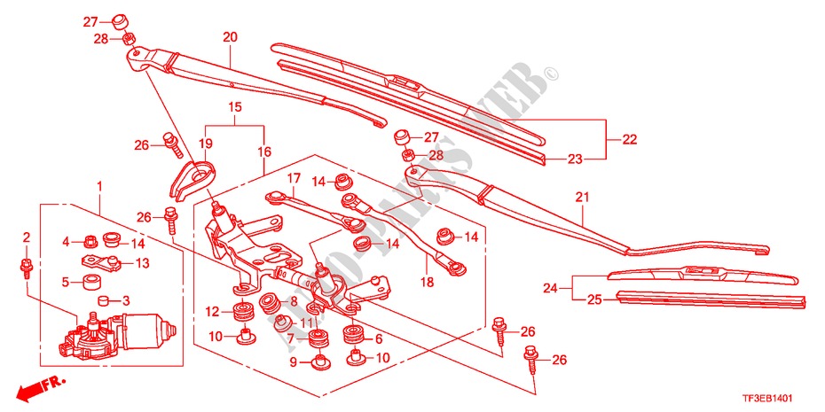FRONT WINDSHIELD WIPER(RH ) for Honda JAZZ 1.4ES 5 Doors 5 speed manual 2012