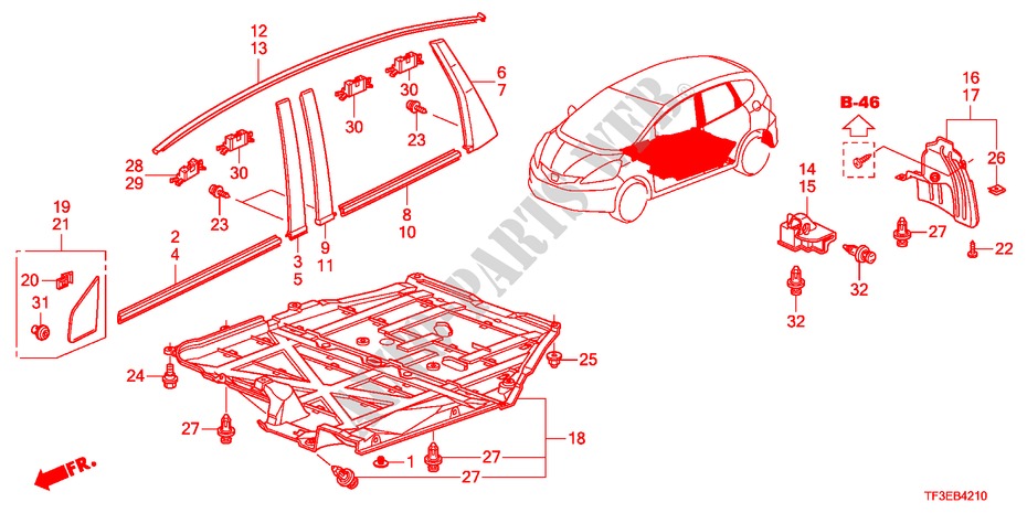 MOLDING/PROTECTOR for Honda JAZZ 1.2LS    TEMP TIRE 5 Doors 5 speed manual 2012