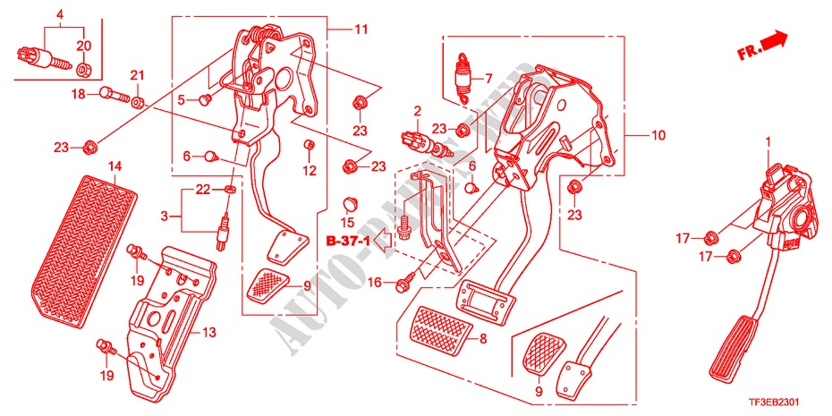 PEDAL(RH) for Honda JAZZ 1.4ES 5 Doors 5 speed manual 2012