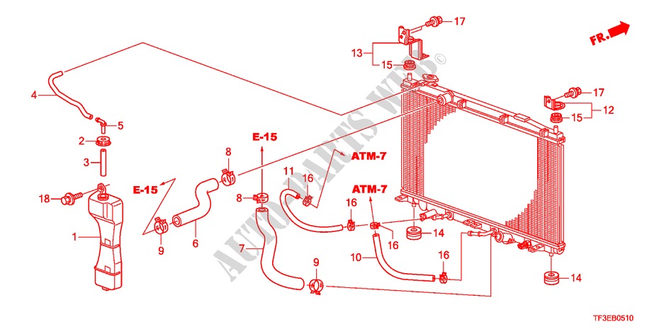 RADIATOR HOSE/RESERVE TAN K for Honda JAZZ 1.4ES 5 Doors 5 speed manual 2012