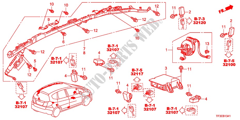 SRS UNIT(RH) for Honda JAZZ 1.4ES 5 Doors 5 speed manual 2012