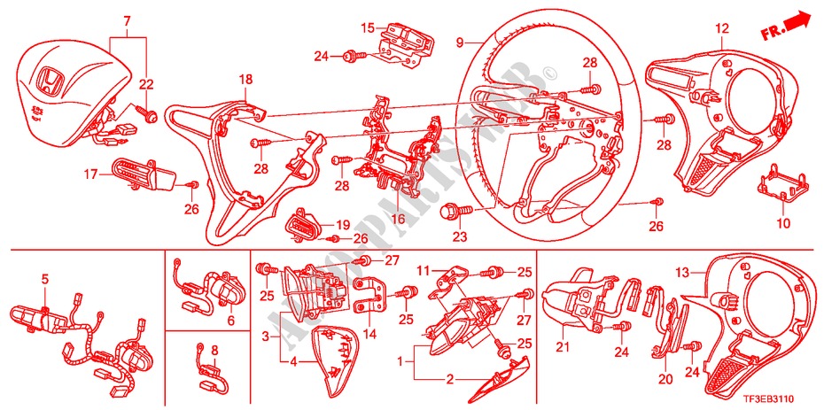STEERING WHEEL for Honda JAZZ 1.4ES 5 Doors 5 speed manual 2012