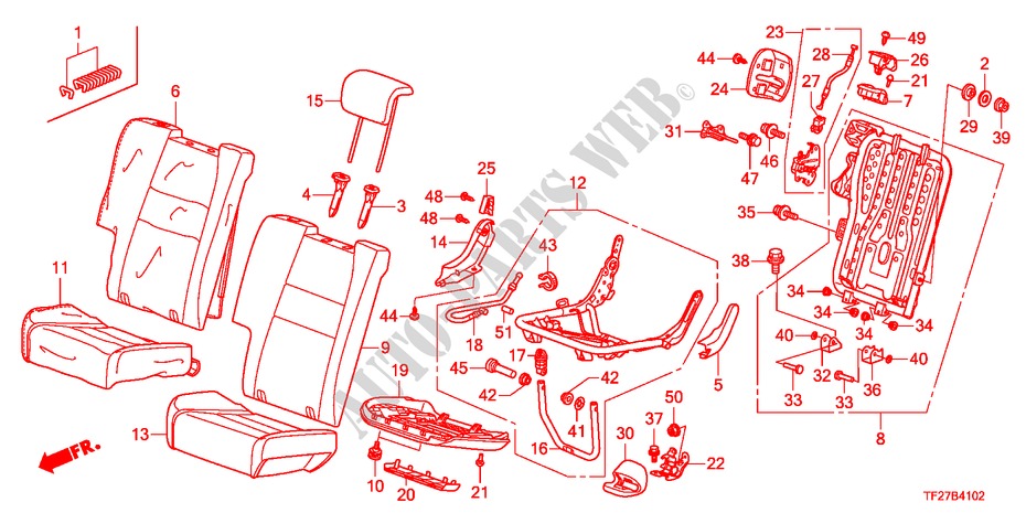REAR SEAT(R.)(LEATHER) for Honda JAZZ HYBRID IMA-H 5 Doors full automatic 2012