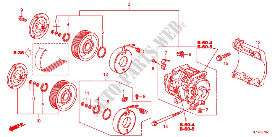AIR CONDITIONER (COMPRESSOR) (DIESEL) for Honda ACCORD 2.2 ELEGANCE 4 Doors 6 speed manual 2009