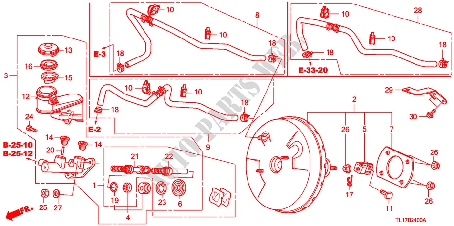 BRAKE MASTER CYLINDER/ MASTER POWER (LH) for Honda ACCORD 2.0 S 4 Doors 6 speed manual 2009