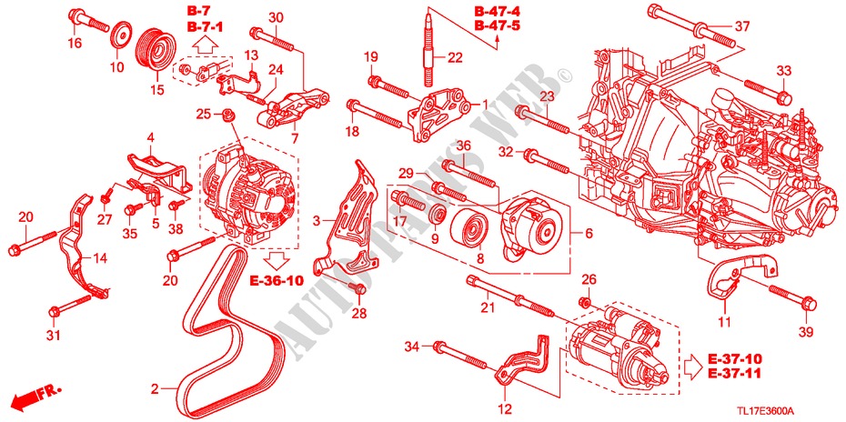 ENGINE MOUNTING BRACKET (DIESEL) for Honda ACCORD 2.2 EX-GT 4 Doors 6 speed manual 2009