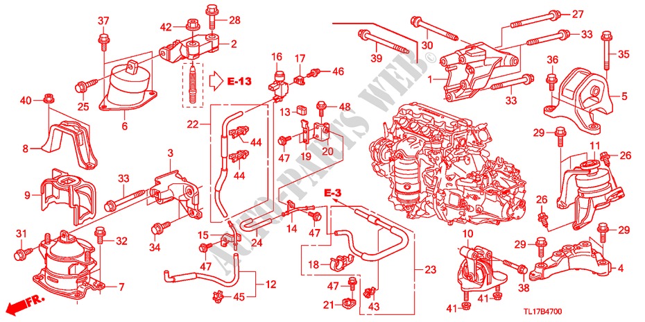 ENGINE MOUNTS (2.0L) (MT) for Honda ACCORD 2.0 S 4 Doors 6 speed manual 2009
