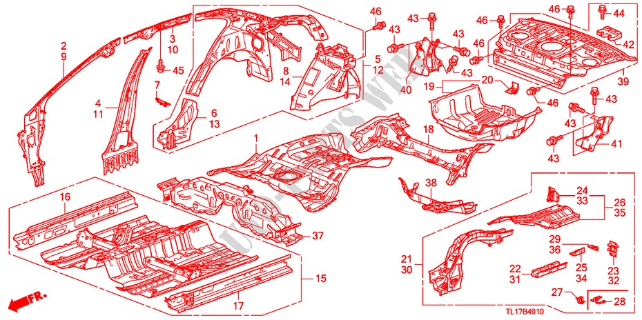 FLOOR/INNER PANELS for Honda ACCORD 2.0 ES-GT 4 Doors 6 speed manual 2009