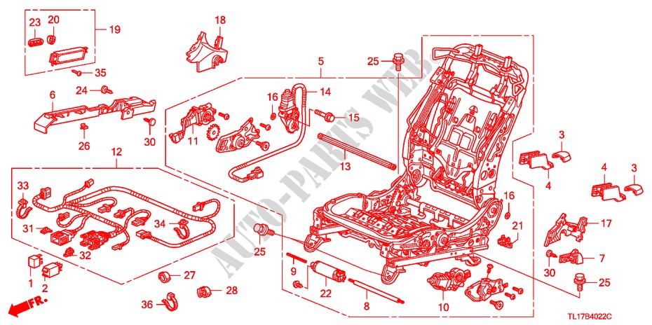 FRONT SEAT COMPONENTS (R.)(FULL POWER SEAT) (1) for Honda ACCORD 2.0 EXECUTIVE 4 Doors 5 speed automatic 2009