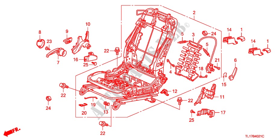FRONT SEAT COMPONENTS (R.)(MANUAL HEIGHT) for Honda ACCORD 2.0 ES 4 Doors 5 speed automatic 2009