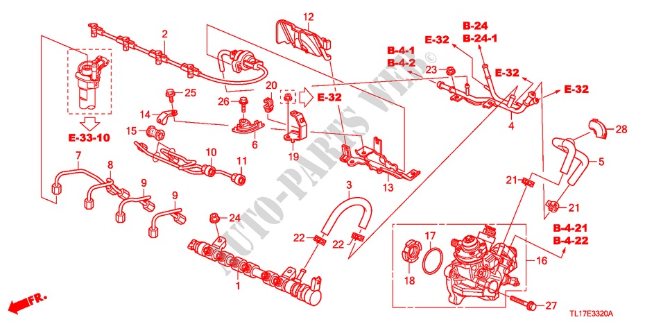 FUEL RAIL/HIGH PRESSURE P UMP (DIESEL) for Honda ACCORD 2.2 EXECUTIVE 4 Doors 6 speed manual 2009