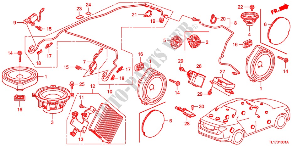 RADIO ANTENNA/SPEAKER (RH) for Honda ACCORD 2.2 EX-GT 4 Doors 6 speed manual 2009