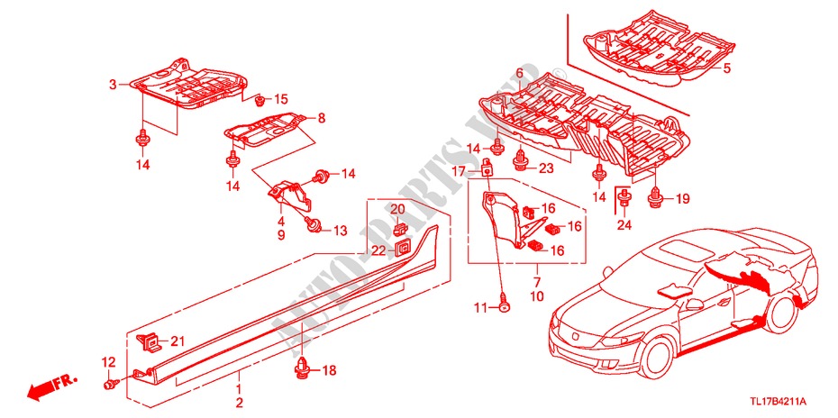 SIDE SILL GARNISH/ UNDER COVER for Honda ACCORD 2.4 EXECUTIVE 4 Doors 5 speed automatic 2009
