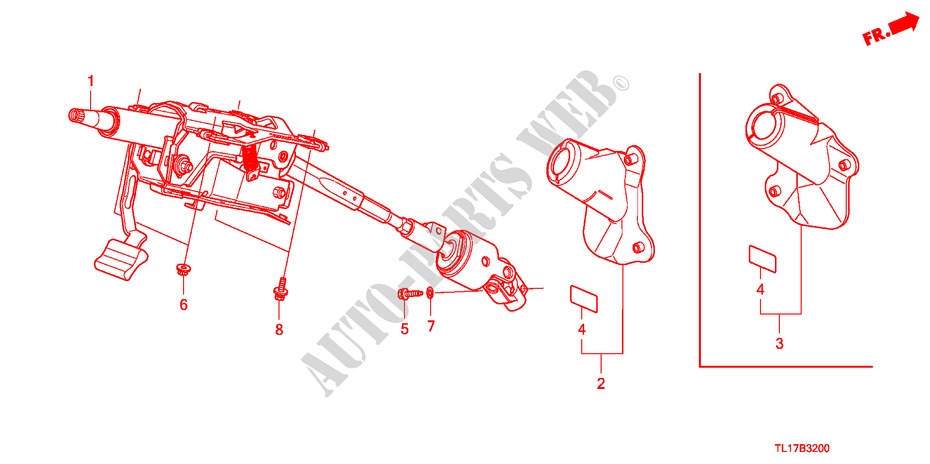 STEERING COLUMN for Honda ACCORD 2.4 EXECUTIVE 4 Doors 5 speed automatic 2009