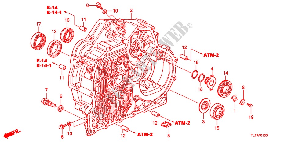 TORQUE CONVERTER CASE for Honda ACCORD 2.4 TYPE S 4 Doors 5 speed automatic 2009